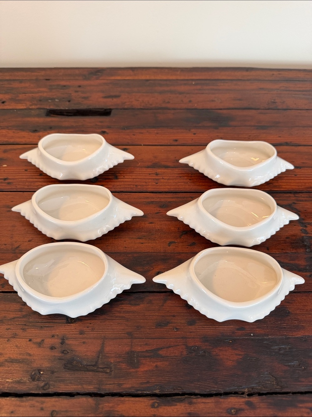 Hall Pottery Cream Deviled Crab Baking Dish Butter Cup Ceramic #232 Set of Six.